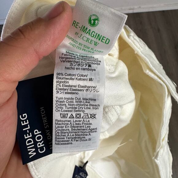 J.Crew Wide-Leg Cut Hem Jean WMNs 28 White Denim Hi-Rise Raw Hem Tall BR051 Crop - Picture 8 of 9